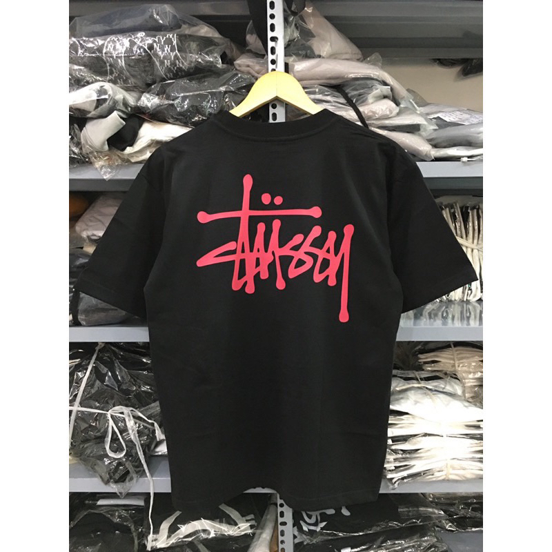 Áo thun STUSSY basic logo hồng cực dễ thương, áo phông cá tính nam nữ cao cấp hàn quốc