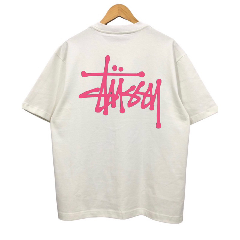 Áo thun STUSSY basic logo hồng cực dễ thương, áo phông cá tính nam nữ cao cấp hàn quốc