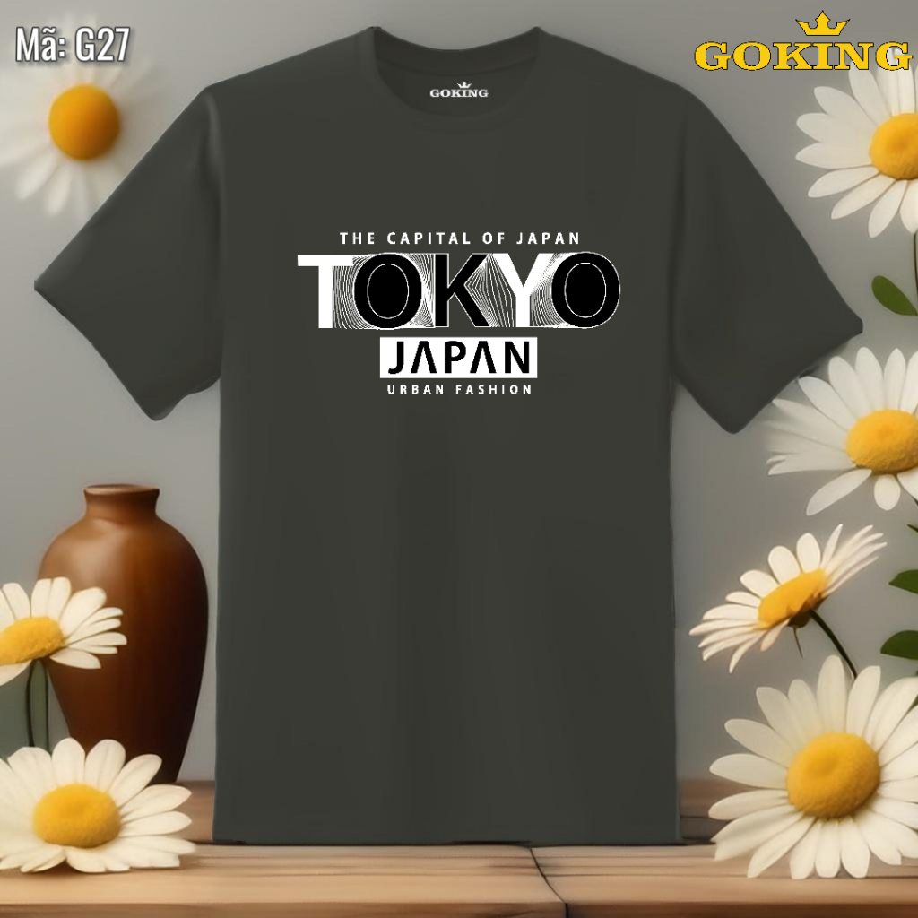 TOKYO JAPAN, mã G27. Áo thun hàng hiệu Goking, form unisex nam nữ, trẻ em trai gái. Áo phông gia đình, cặp đôi