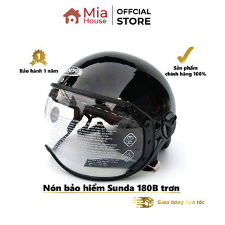 Nón bảo hiểm Sunda 180B trơn - 1/2 đầu có kính