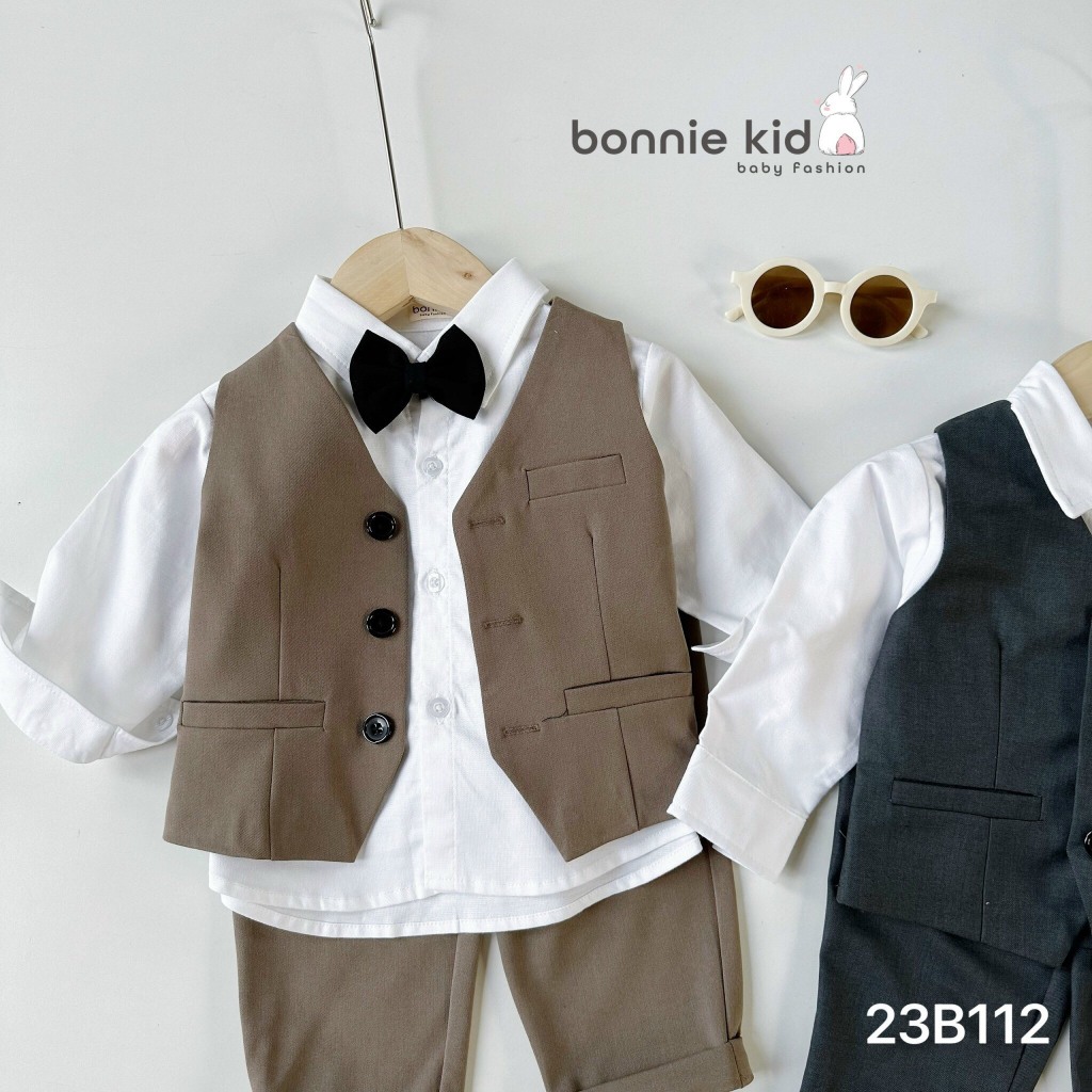Bộ gile công tử bé trai BONNIE, quần áo cho bé đi tiệc, đi chơi sang chảnh BE121