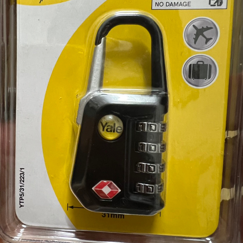 Khóa vali 4 số Yale YTP5/31/228/1 có TSA rộng 31mm - MSOFT