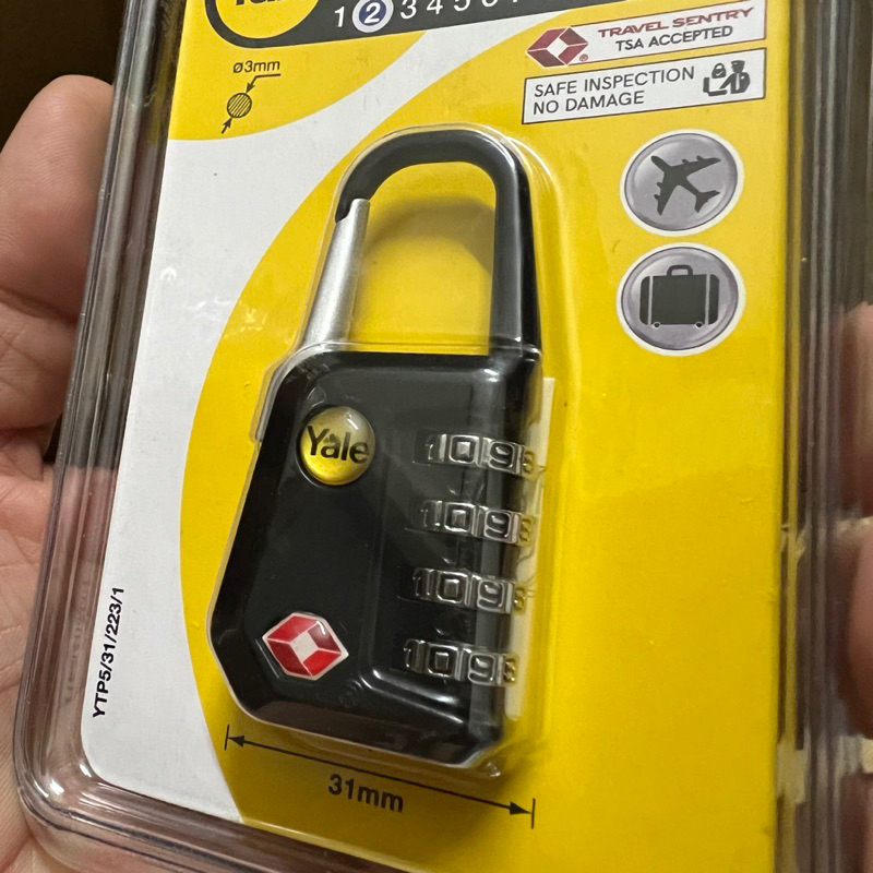 Khóa vali 4 số Yale YTP5/31/228/1 có TSA rộng 31mm - MSOFT