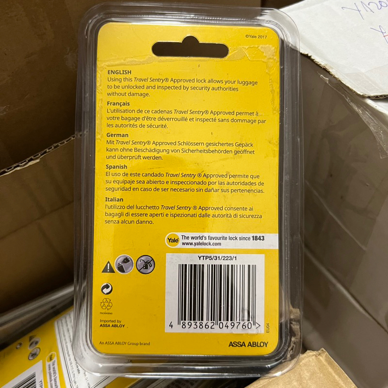 Khóa vali 4 số Yale YTP5/31/228/1 có TSA rộng 31mm - MSOFT