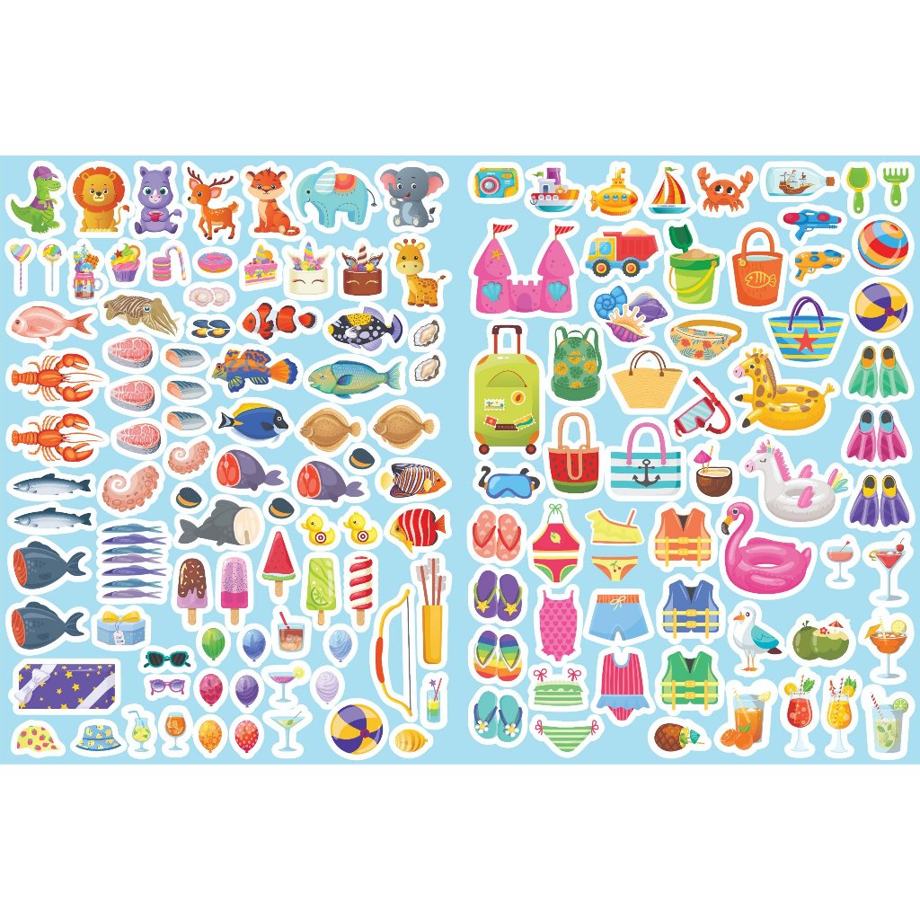 Sách Trò chơi Đồ hàng Du Lịch Biển  - Sách tương tác bóc dán sticker cho bé  - MGB