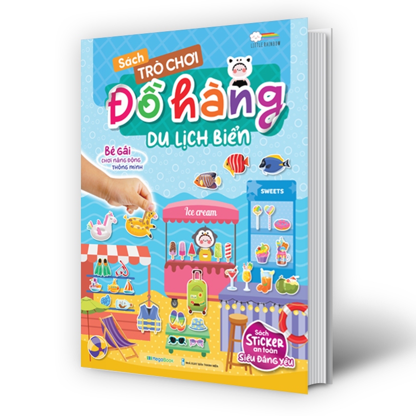 Sách Trò chơi Đồ hàng Du Lịch Biển  - Sách tương tác bóc dán sticker cho bé  - MGB