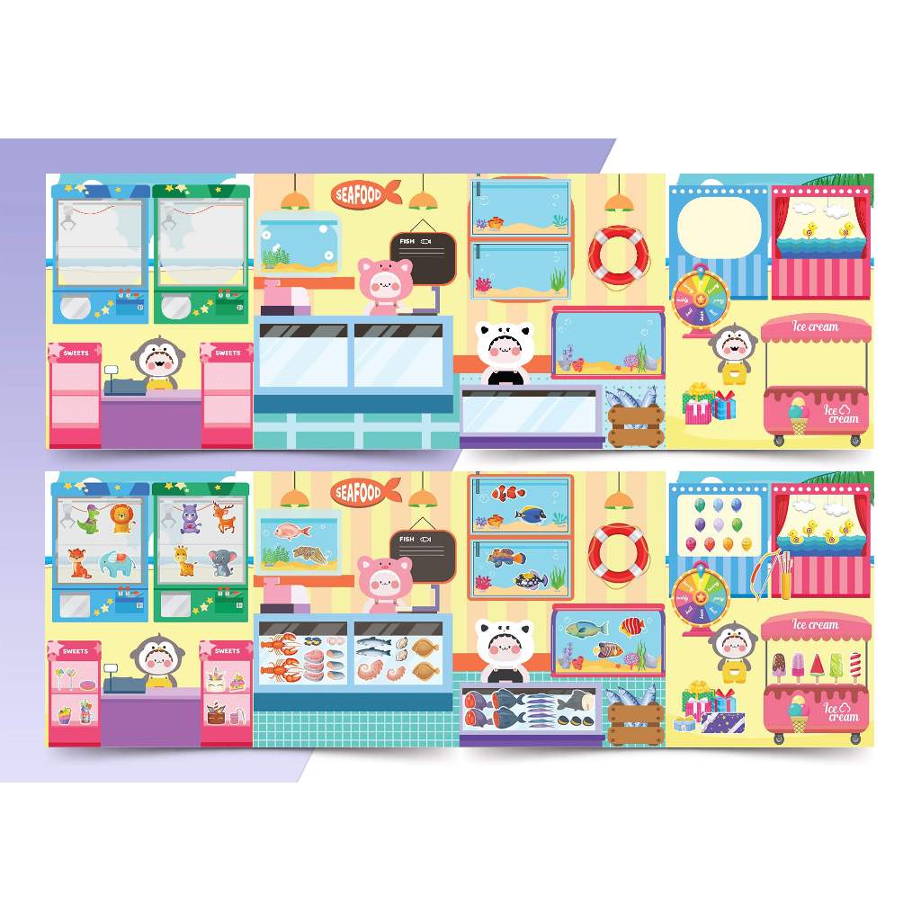 Sách Trò chơi Đồ hàng Du Lịch Biển  - Sách tương tác bóc dán sticker cho bé  - MGB