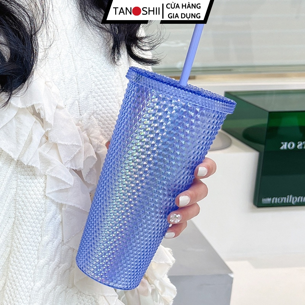 Ly Đựng Nước Kim Cương 2 Lớp Cách Nhiệt Dung Tích 700ml Kèm Ống Hút Lấp Lánh Dễ Dàng Mang Đi Nhiều Nơi