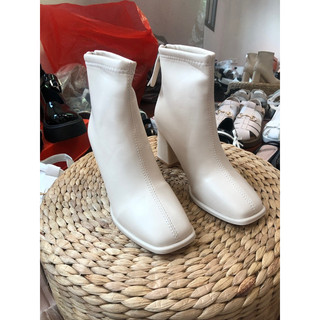 Bốt da nữ cổ thấp cao 7 phân , boots gót to