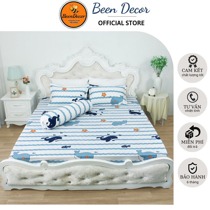 Bộ Ga Gối Poly Ga trải giường | Ga chun Drap giường Gấu Vàng ( 1m2/1m6/1m8/2m2) Beendecor