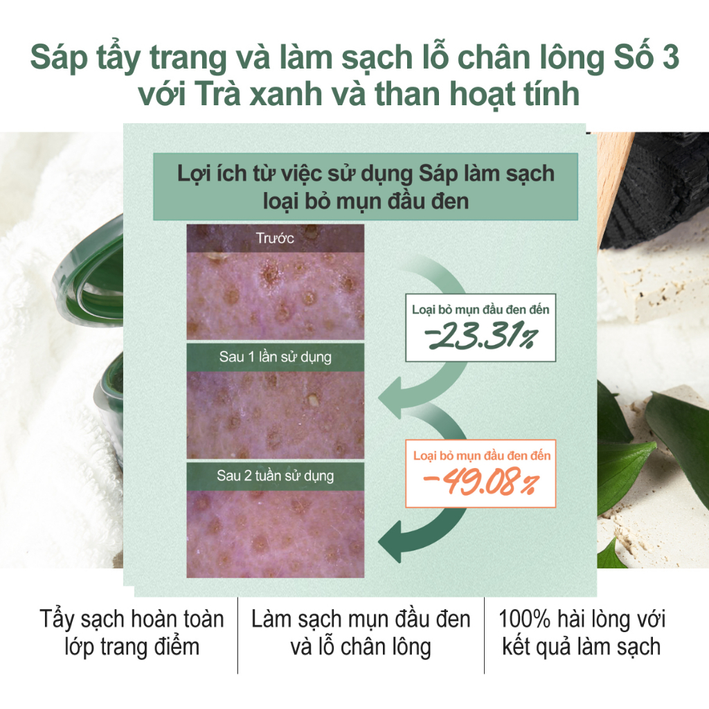 Sáp Tẩy Trang Sạch Mụn Đầu Đen Numbuzin No.3 Pore & Make Up Cleansing Balm With Green Tea And Charcoal 85g
