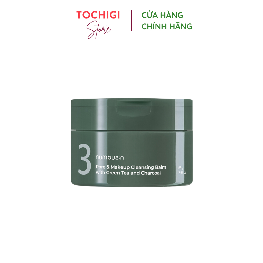 Sáp Tẩy Trang Sạch Mụn Đầu Đen Numbuzin No.3 Pore & Make Up Cleansing Balm With Green Tea And Charcoal 85g