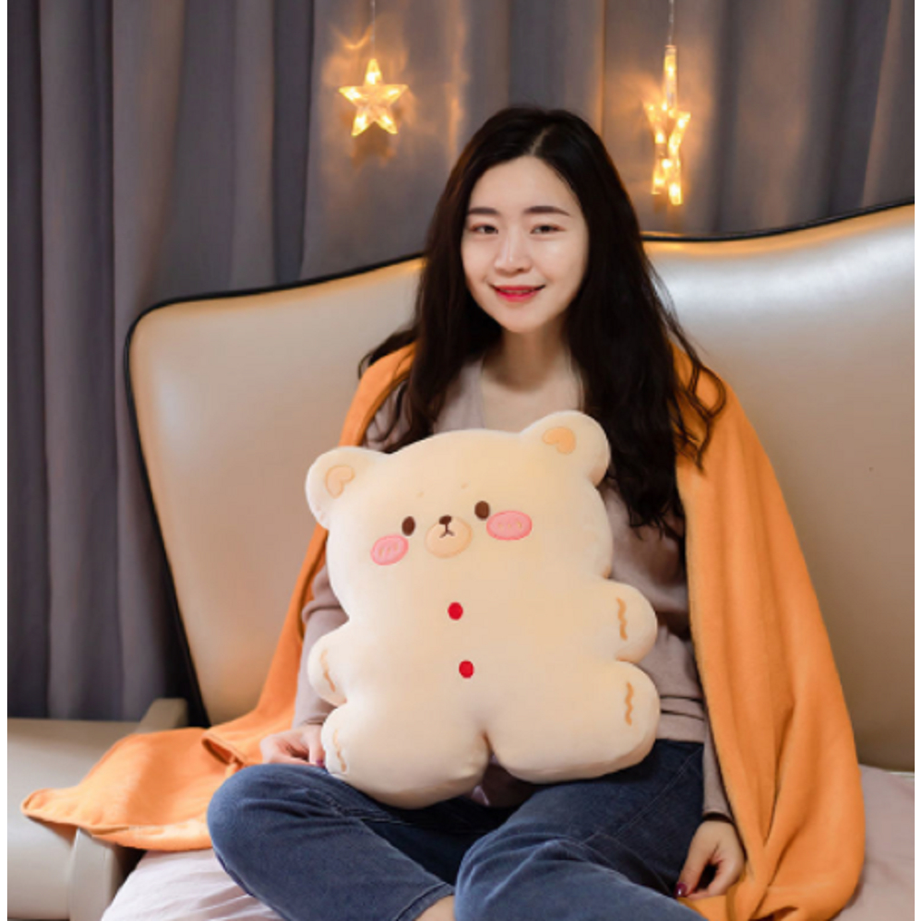 Bộ Chăn gối văn phòng 3 trong 1 Chiêc bánh gừng Xmas cookies Quà noel hàng sẵn không oder