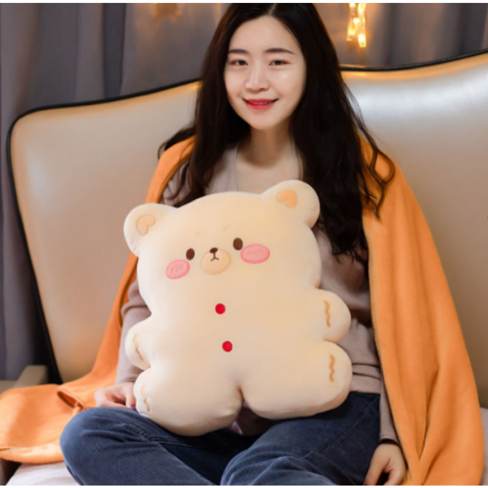 Bộ Chăn gối văn phòng 3 trong 1 Chiêc bánh gừng Xmas cookies Quà noel hàng sẵn không oder