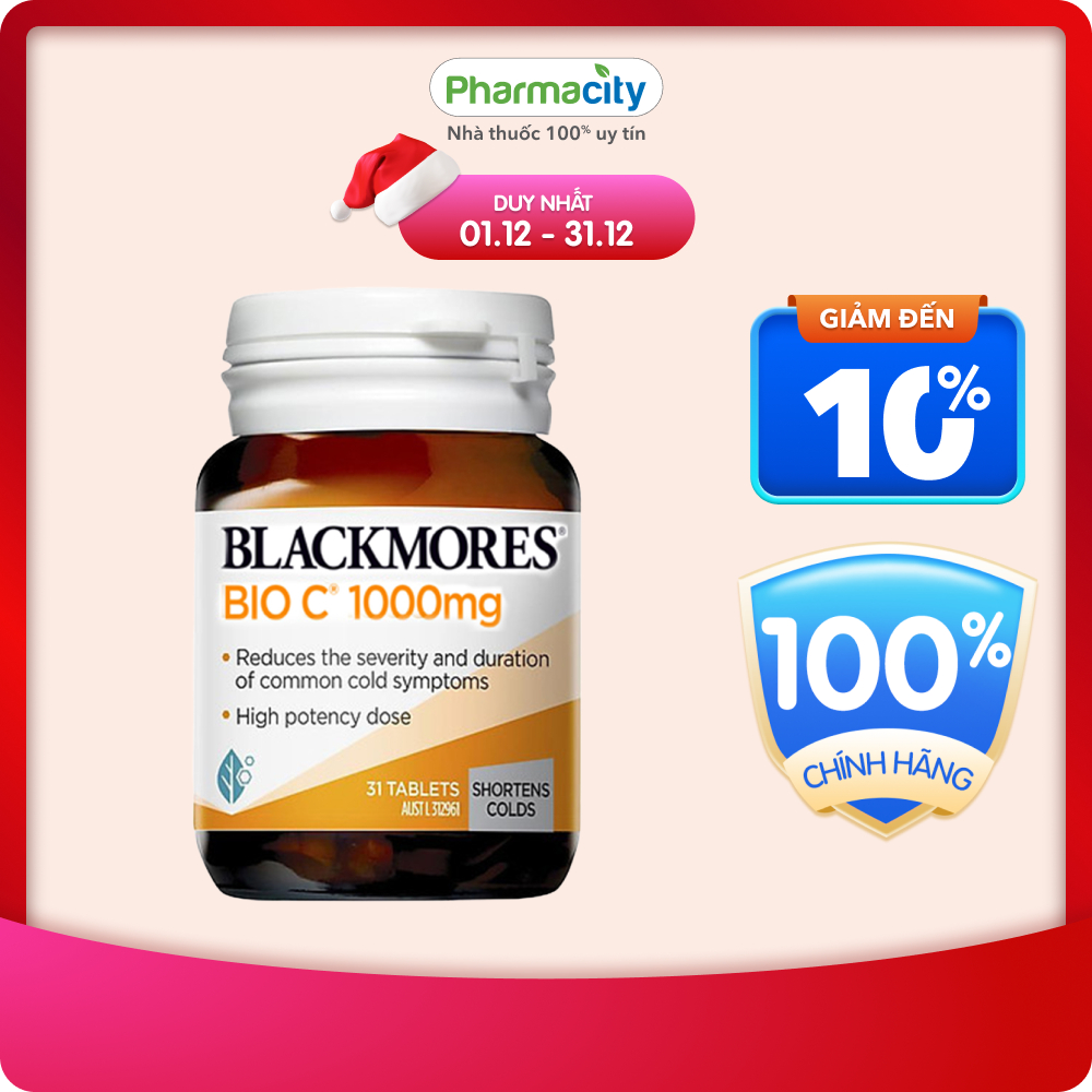 Thực phẩm Blackmores bảo vệ sức khỏe viên uống bổ sung vitamin C Bio C 1000mg (Hộp 31 viên)