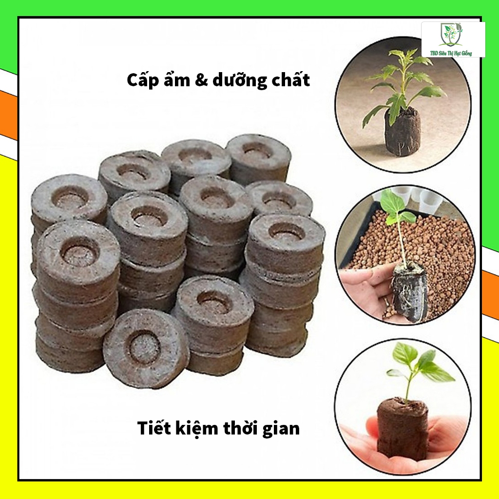 Viên nén xơ dừa, viên nén tiết kiệm thời gian ươm hạt nảy mầm, tăng độ tơi xốp cho đất trồng - Siêu Thị hạt giống TBD