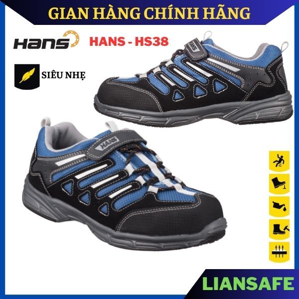 Giày bảo hộ lao động nam siêu nhẹ Hans Hs38 Hàn quốc - Giày mũi sắt chống đinh dáng thể thao thời trang công trình