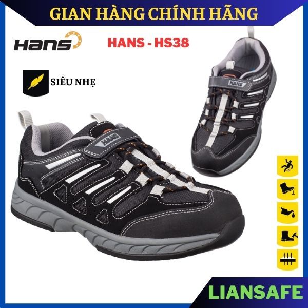 Giày bảo hộ siêu nhẹ Hàn Quốc Hans Hs38 - Giày bảo hộ lao động nam thể thao thời trang mũi sắt chống đinh