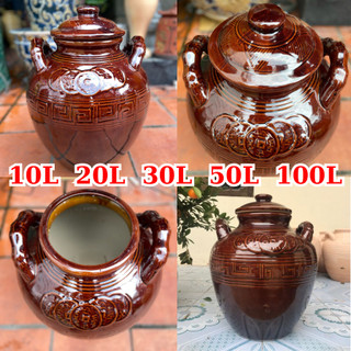 Chum sứ nâu đồng tiền men bóng đẹp 2 quai, chum bát tràng ngâm rượu, làm mắm, muối dưa muối cà
