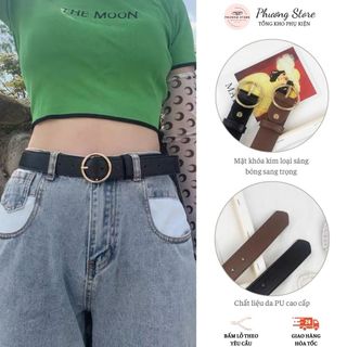 Thắt Lưng Nữ Bản Nhỏ Da Khóa Tròn Dây Nịt Nữ Style Ulzzang Hàn Quốc Phối Đồ Đi Học Đi Chơi Phương Store T26