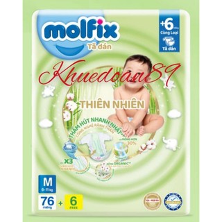 Tã/bỉm Dán Molfix Thiên nhiên NB90+10 / NB76 / S80+4 / M76+6 / L68+6 / XL62+8 / XXL56+8 Bông Organic tự nhiên