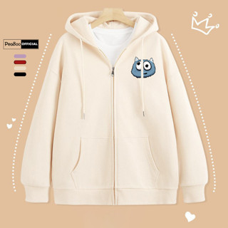 Áo Hoodie Zip, Áo Khoác Nam Nữ Unisex By PEABOO Mã HZ Blue Monster Chất Nỉ Bông Form Rộng Mũ 2 Lớp