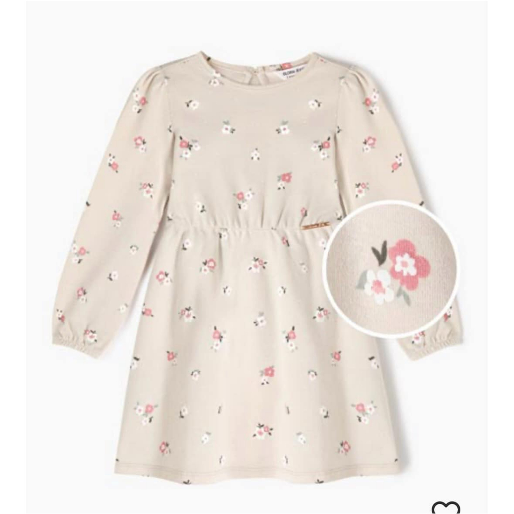 Váy thun dài tay hoa nhí nude bé gái