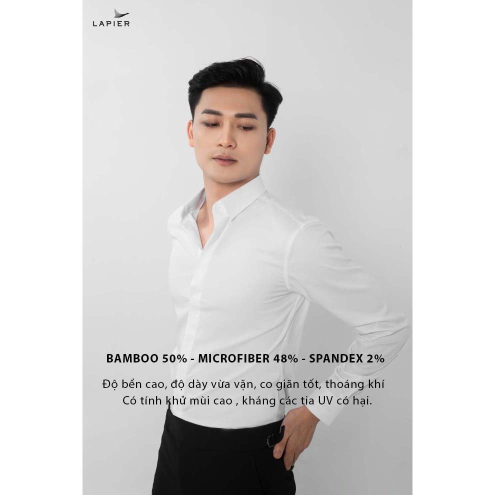Áo sơ mi trắng nam cao cấp LAPIER cơ bản tay dài SM008