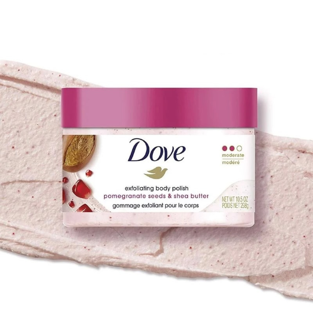 Tẩy Da Chết DOVE Body Scrub Macca và Lựu Dỏ Giúp Da Mịn Màng 225g