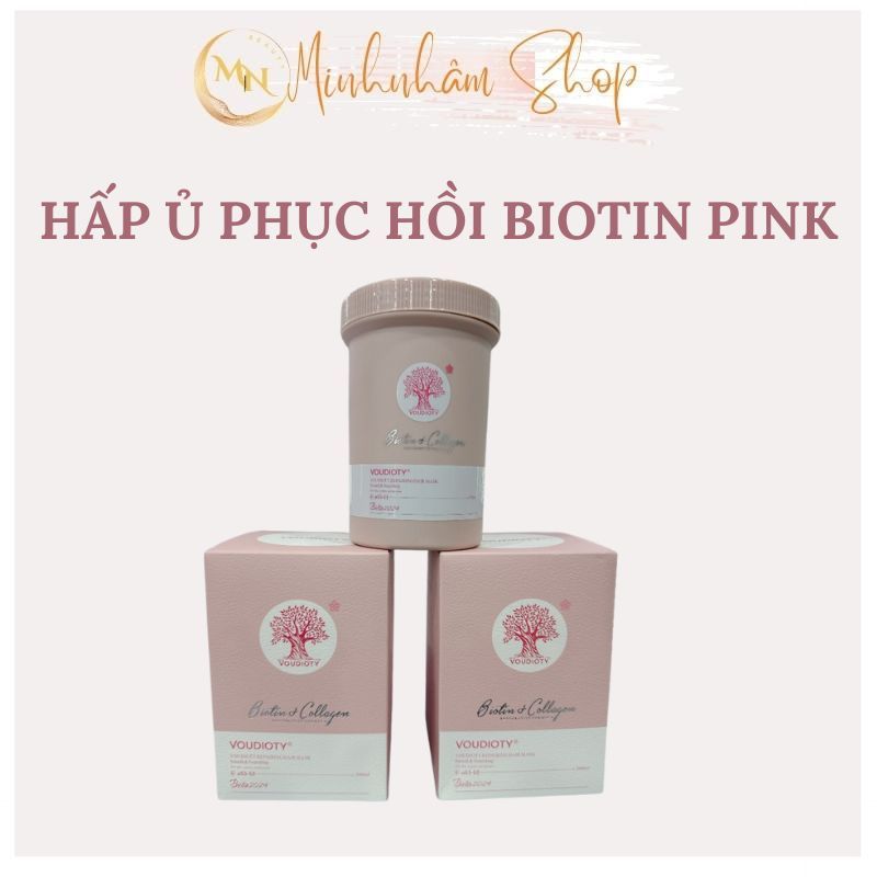Hấp ủ phục hồi tóc Biotin Pink 500ml