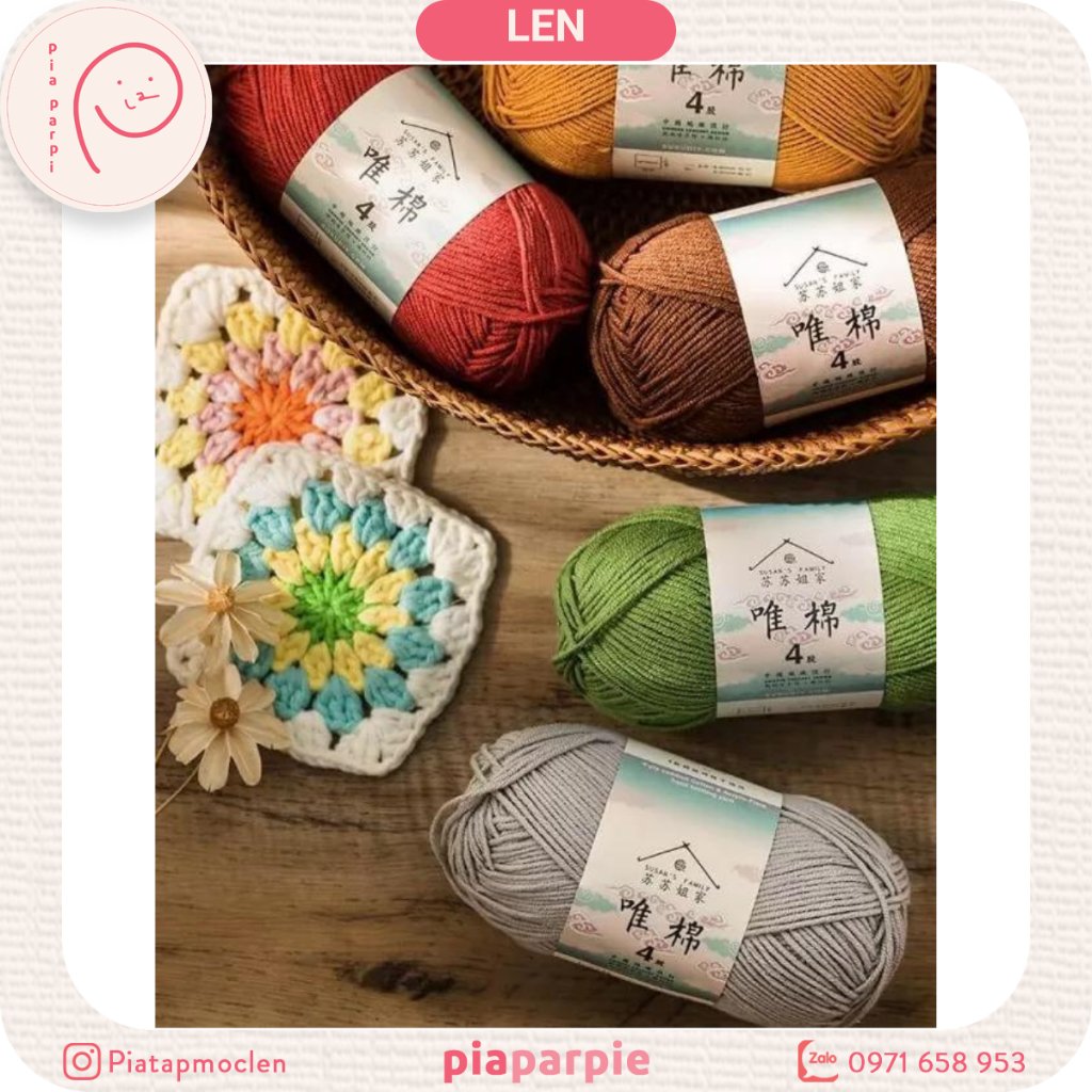 Hàng Loại 1 - Len Susan 4 Family, Cuộn 50Gr, Mã 01 - 50, Len Nội Địa Cao Cấp