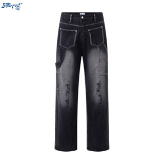 Imperfect - Quần Jean cách điệu túi ngược, wash đen trắng No.10