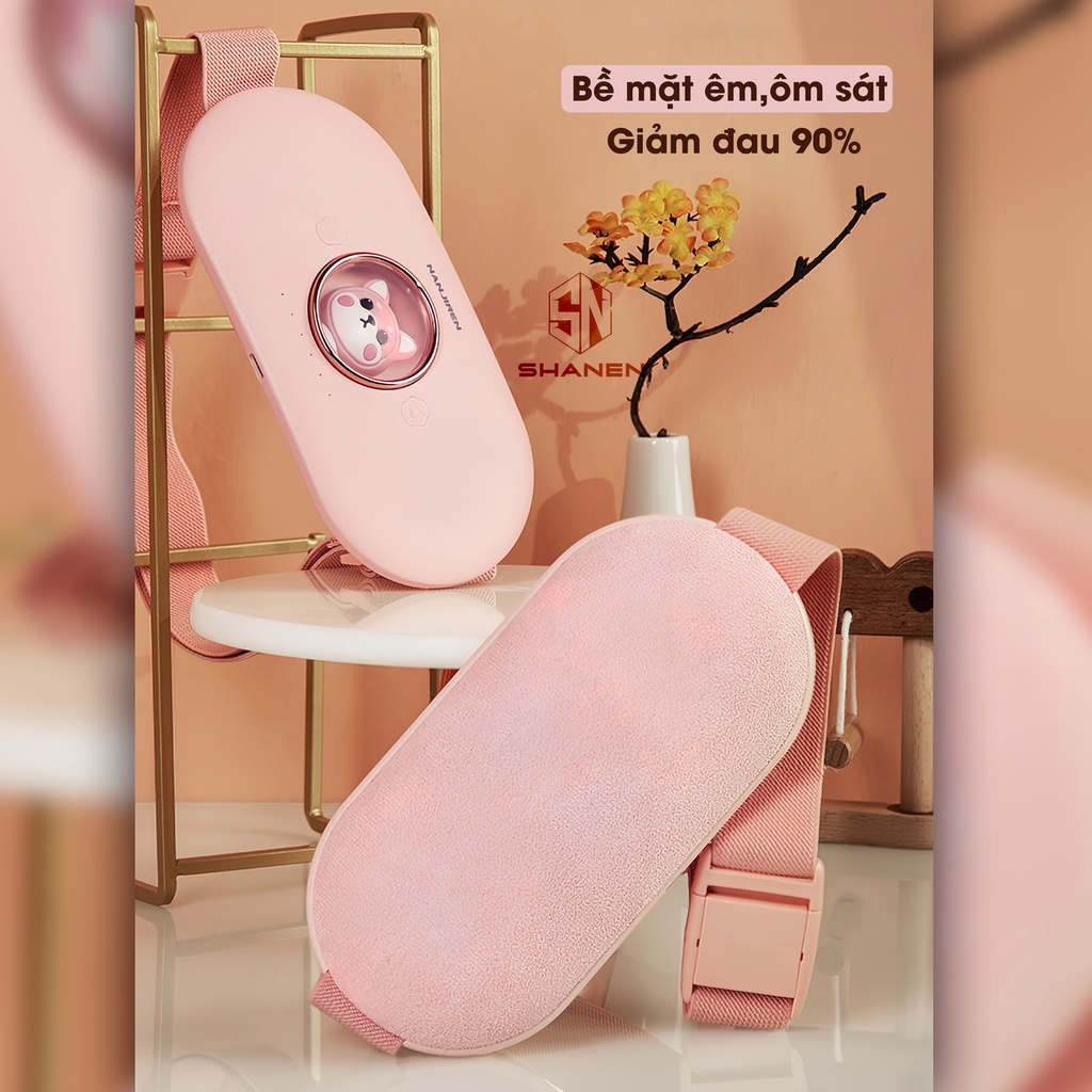 Đai đeo massage giảm đau bụng kinh hình gấu, máy làm ấm bụng cho phụ nữ, giảm đau lưng khi đến kì xoa bụng trườm nóng