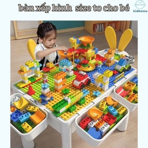 Bàn xếp hình lego size to cho bé,bàn lgeo đa chức năng, đồ chơi trí tuệ lắp ráp xếp hình cho bé
