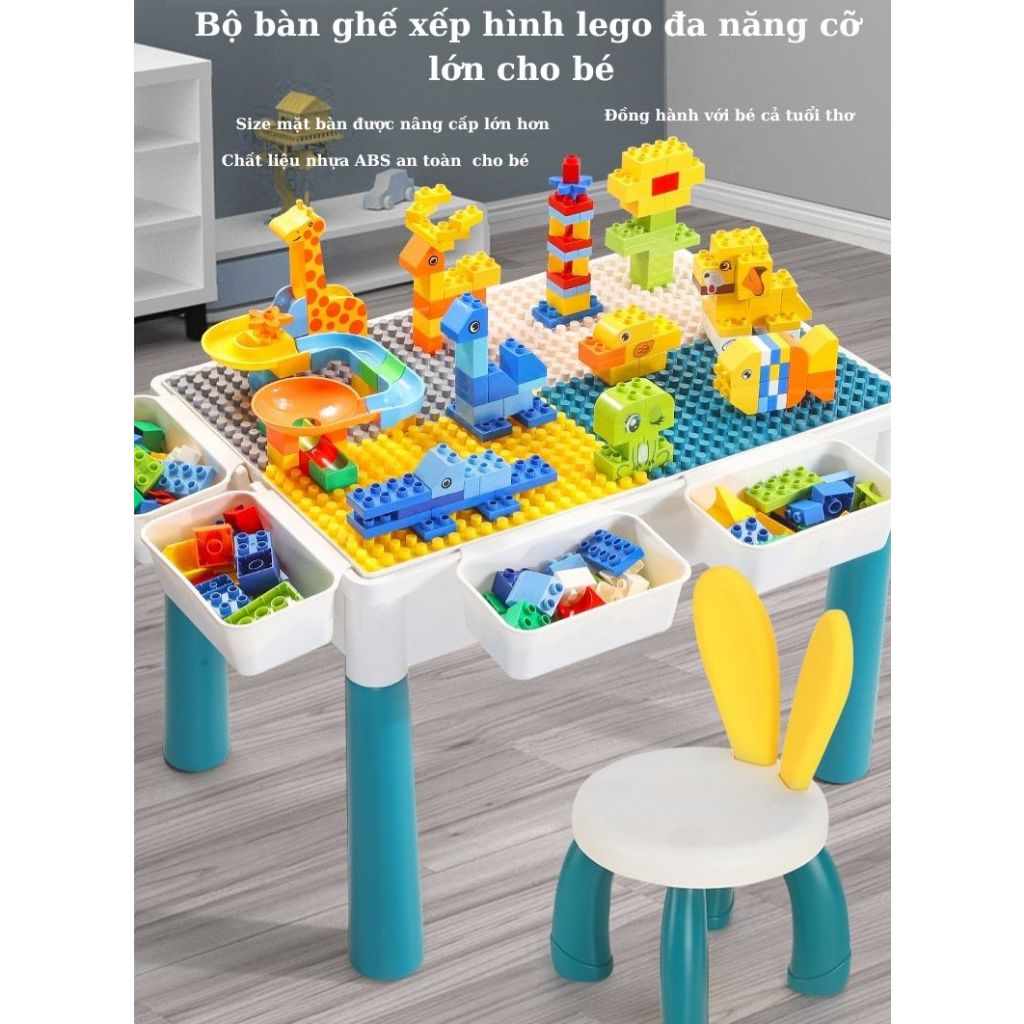 Bàn xếp hình lego size to cho bé,bàn lgeo đa chức năng, đồ chơi trí tuệ lắp ráp xếp hình cho bé