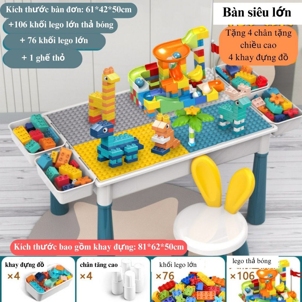 Bàn xếp hình lego size to cho bé,bàn lgeo đa chức năng, đồ chơi trí tuệ lắp ráp xếp hình cho bé