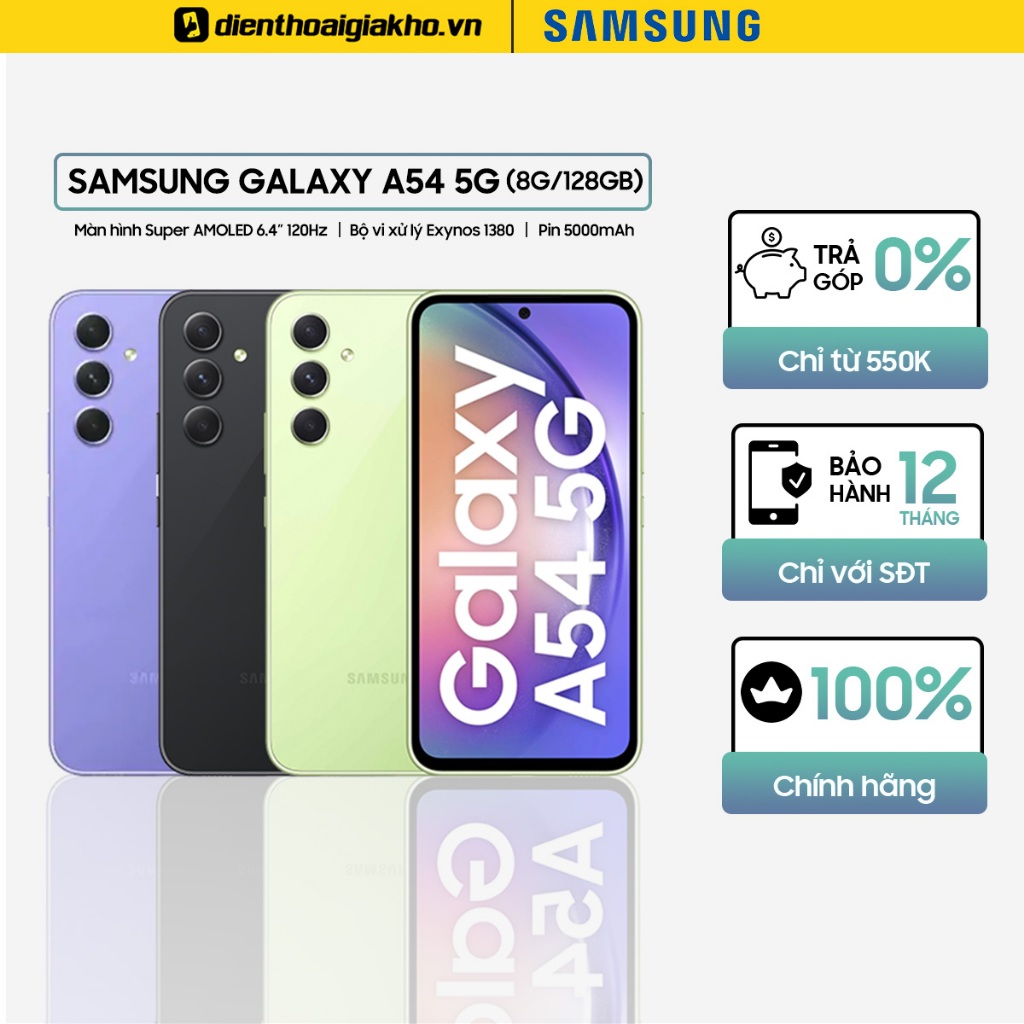 Điện thoại Samsung Galaxy A54 5G  - Hàng chính hãng - Bảo Hành 12 tháng