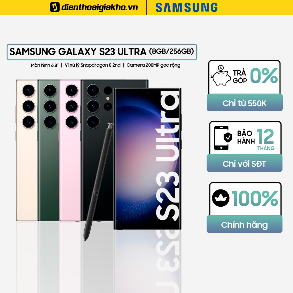 Điện thoại Samsung Galaxy S23 Ultra  - Hàng Chính Hãng, Bảo Hành 12 Tháng