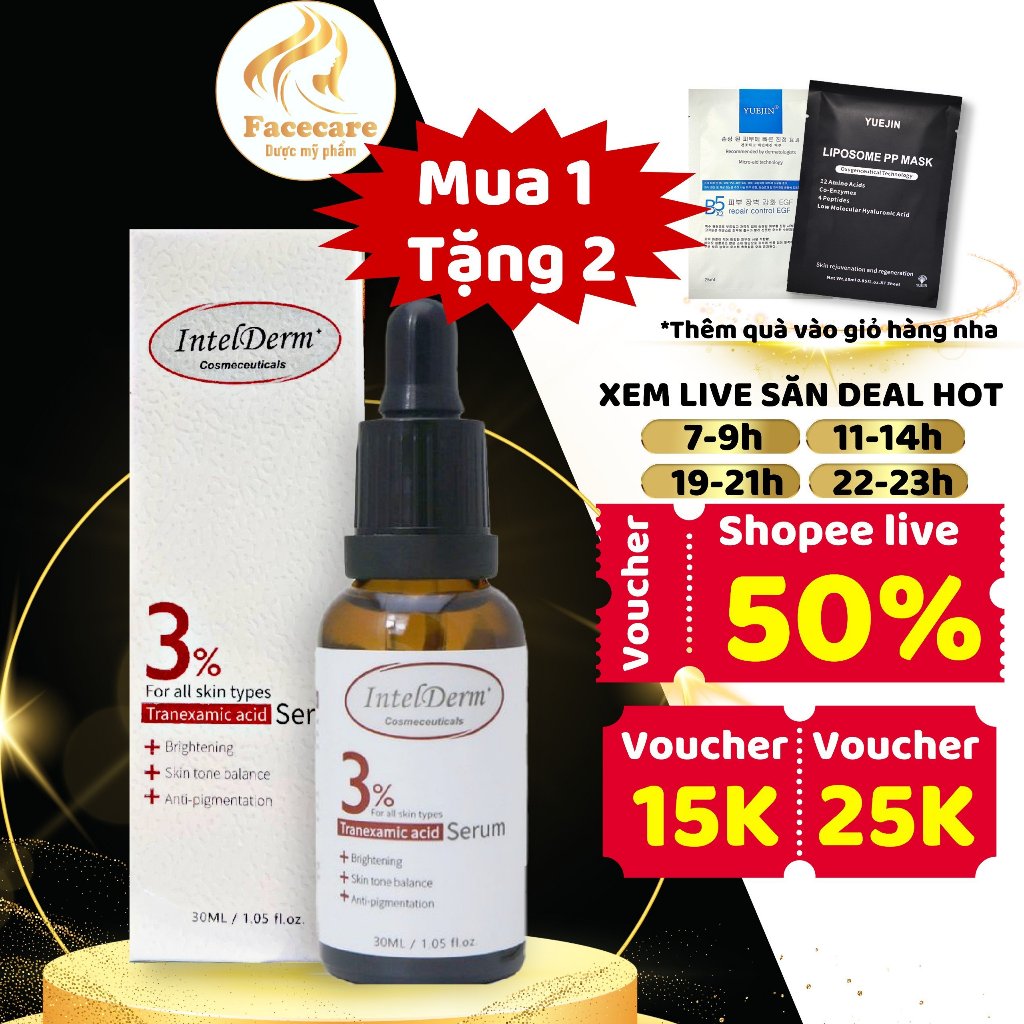 Serum IntelDerm 3% Tranexamic Acid Serum- Tinh chất InterSerum Niacinamide 10% Tranexamic Acid 3% 30ml