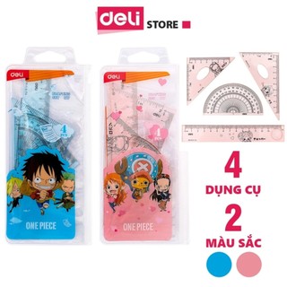 Bộ eke 4 chi tiết deli one piece eh17 / bộ dụng cụ học sinh eke 15cm