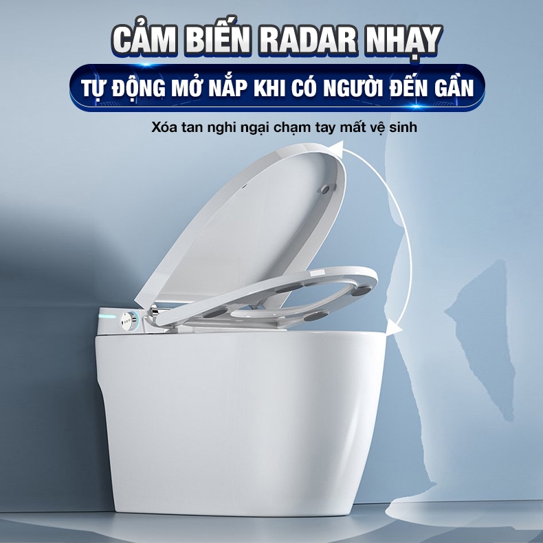 Bồn cầu thông minh Enic MOMAKEPCLCO cao cấp D07 siêu bền với Rada mở nắp ,cảm biến chân , xịt rửa sấy đa chức năng