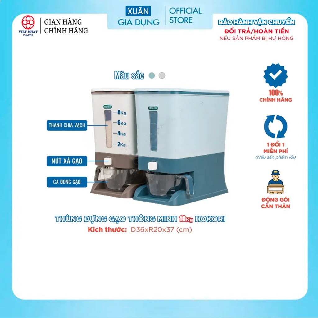 Thùng gạo,hộp đựng gạo Hokori Việt Nhật tiện ích 10kg.