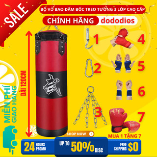 Bộ Vỏ Bao Đấm Bốc Dododios Treo Tường 3 Lớp Cao Cấp Mua 1 Tặng 7 Phụ Kiện Tập Boxing, Tập Mma