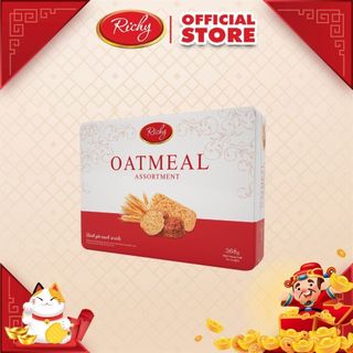 [HCM] Bánh yến mạch Oatmeal Richy hộp thiếc 368g phiên bản tết 2024