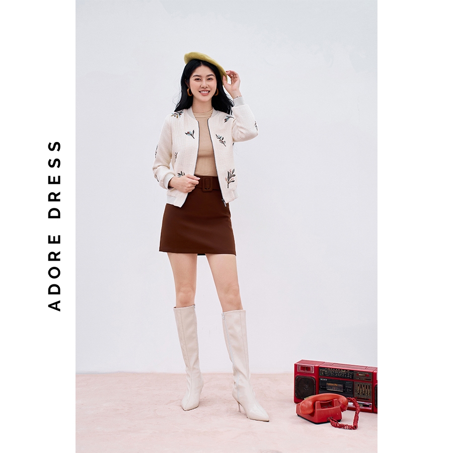 Áo Bomber tweed cream thêu olive 312BO1007 ADORE DRESS