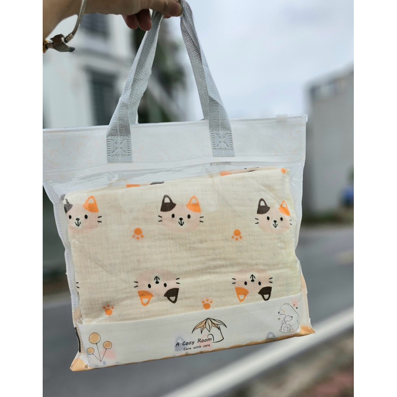 Chăn xô Muslin HẠT ĐẬU cho bé yêu Jubon cao cấp