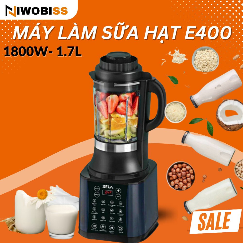 Máy Làm Sữa Hạt SEKA E-400 Với 14 Chức Năng Nấu Chuyên Sâu Bằng Tiếng Việt , Máy Nấu Sữa Đậu Nành Đa Năng Dung Tích 1.7L
