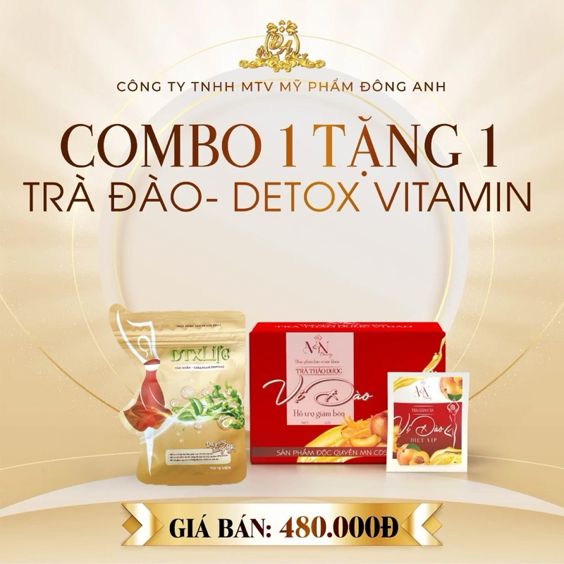 [Tặng Detox + Thẻ Cào] Trà Giảm Cân Vị Đào Đông Anh MN Beauty - Giảm Cân Nguyễn Huỳnh Như Collagen X3