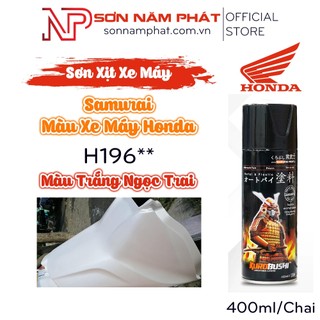 Sơn xịt samurai màu xe máy honda h196** màu trắng ngọc trai