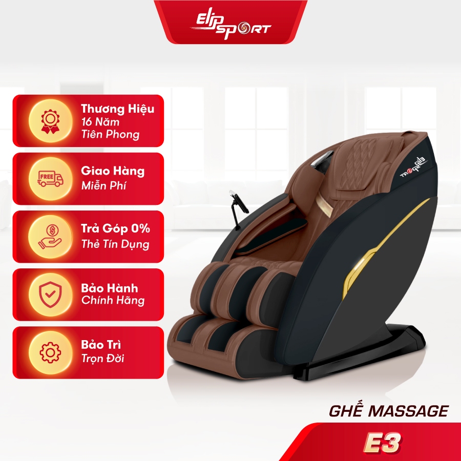 Ghế massage toàn thân ELIP E3 cao cấp - Công nghệ 4D, Túi khí bấm huyệt, 13 chế độ tự động, mát xa không trọng lực